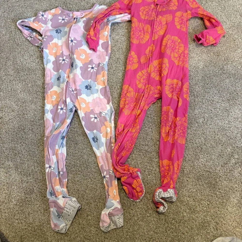 Carter's Girls 4T Pink Footed Sleeper x2 Pink - Picture 2 of 7